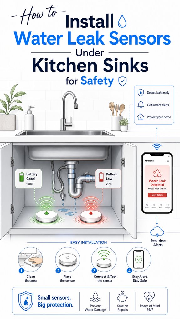 install sink water leak sensors