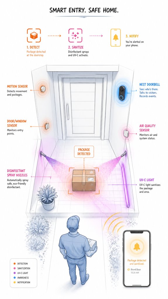 smart disinfecting package system